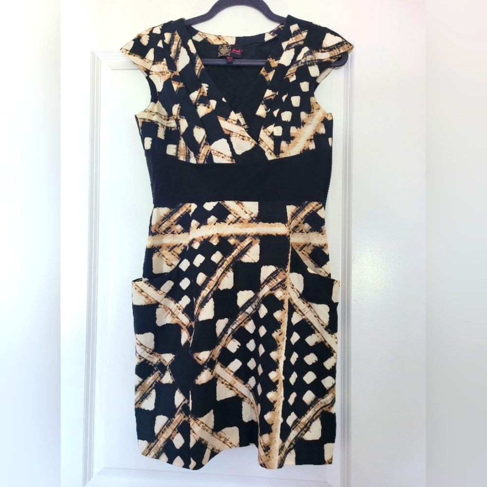 Silk V-neck patterned mini dress